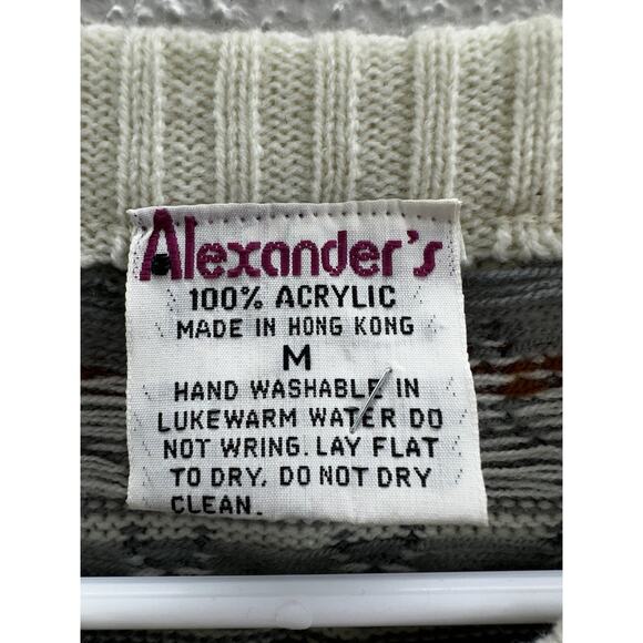 Alexanders Womens Sweater Size Medium Fair Isle Long Sleeve Tie Waist - Picture 4 of 9